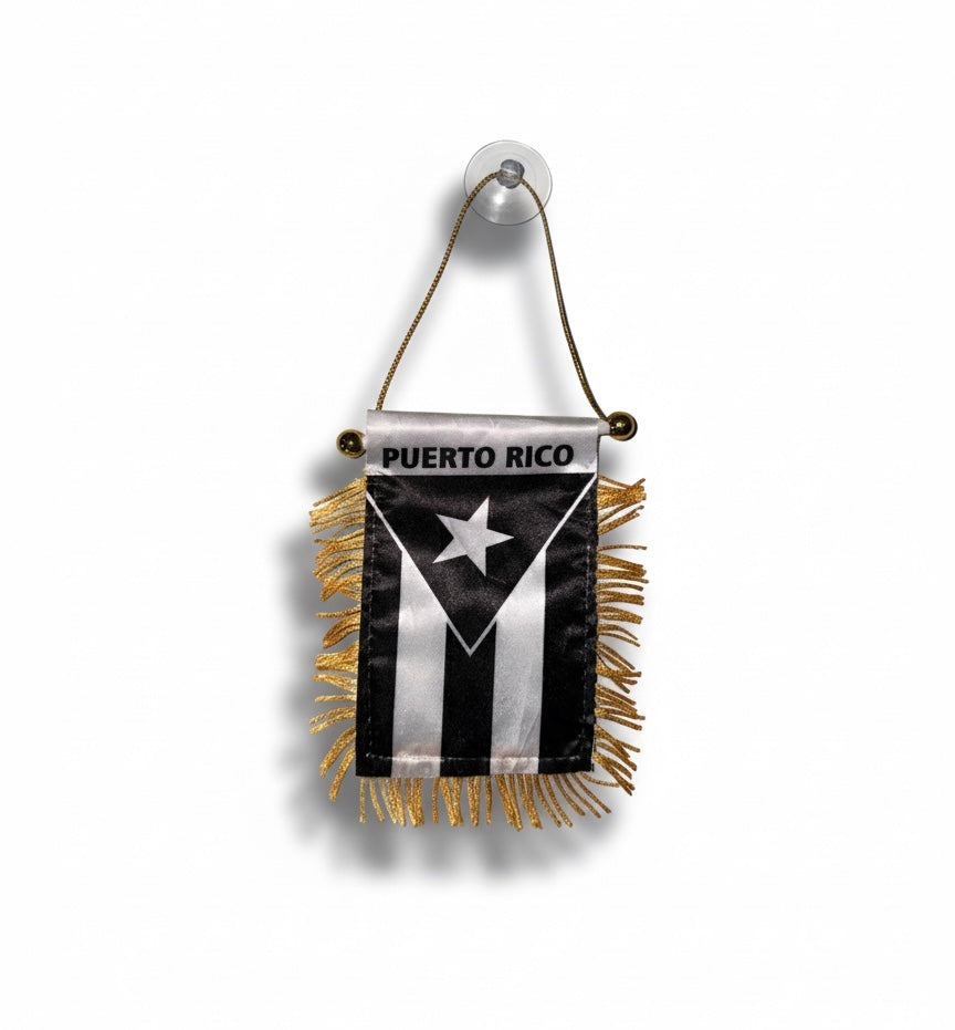 Bandera Negra PR Satin Mini Banner